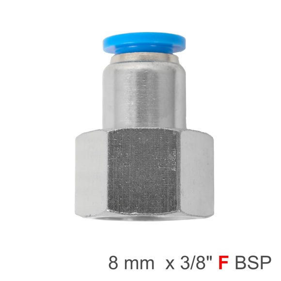 Image of an AirCraft PU Hose Fitting Straight Stud 8mm-3/8 F