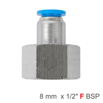 Image of an AirCraft PU Hose Fitting Straight Stud 8mm-1/2 F