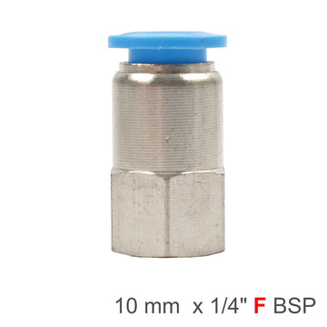 Image of an AirCraft PU Hose Fitting Straight Stud 10mm-1/4 F