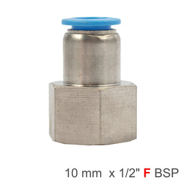 Image of an AirCraft PU Hose Fitting Straight Stud 10mm-1/2 F