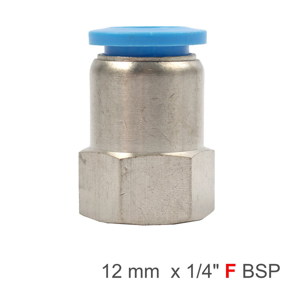 Image of an AirCraft PU Hose Fitting Straight Stud 12mm-1/4 F