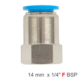 Image of an AirCraft PU Hose Fitting Straight Stud 14mm-1/4 F