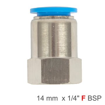 Image of an AirCraft PU Hose Fitting Straight Stud 14mm-1/4 F