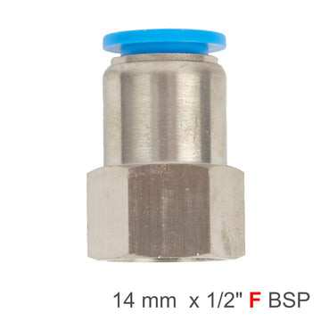 Image of an AirCraft PU Hose Fitting Straight Stud 14mm-1/2 F