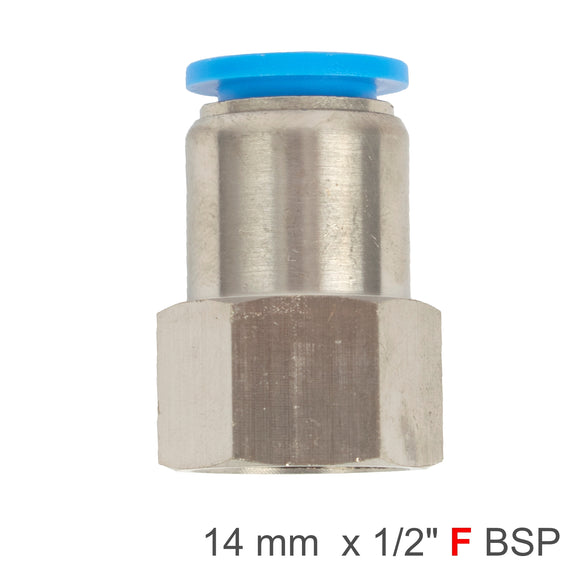 Image of an AirCraft PU Hose Fitting Straight Stud 14mm-1/2 F