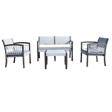 image of Seagull Ancona 4 Seater Set Flat Artificial Rattan Weave