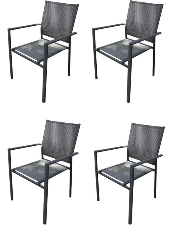 image of Seagull Textilene Patio Dinner Chair 4 Pack Steel Frame