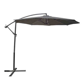 image of Seagull Cantilever Umbrella 3m Light Grey with Aluminium Pole and 8 Ribs with Crank, with X-Struts Without Weight Bases