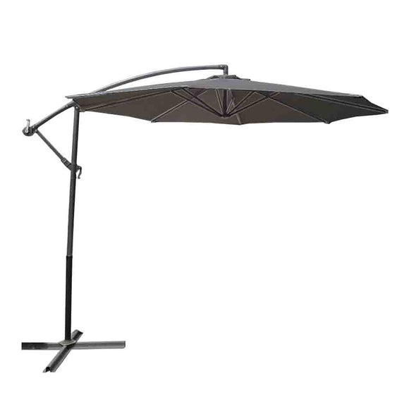 image of Seagull Cantilever Umbrella 3m Light Grey with Aluminium Pole and 8 Ribs with Crank, with X-Struts Without Weight Bases