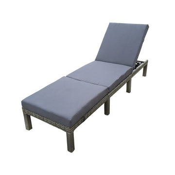 image of Seagull Deluxe Rattan Lounger 198cm Grey