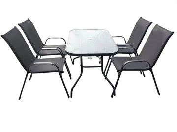 image of Seagull 5 Piece Kd Patio Table and Chairs Set Steel Rectangle Table