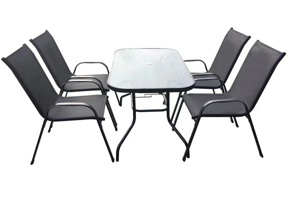 image of Seagull 5 Piece Kd Patio Table and Chairs Set Steel Rectangle Table