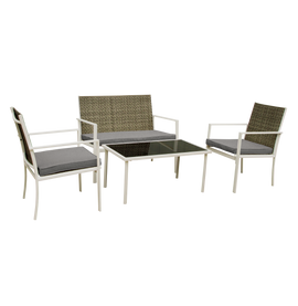 image of Seagull Palermo Rattan 4 Piece Patio Set White Single