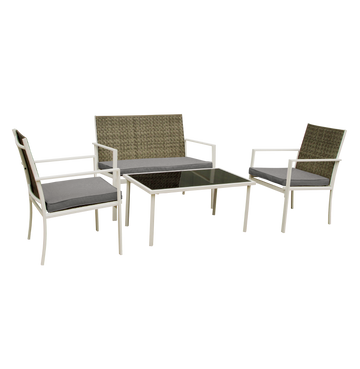 image of Seagull Palermo Rattan 4 Piece Patio Set White Single