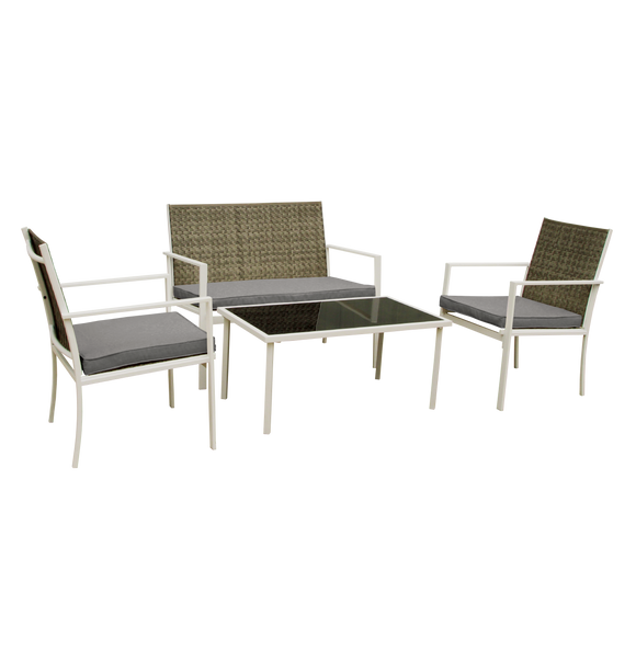 image of Seagull Palermo Rattan 4 Piece Patio Set White Single