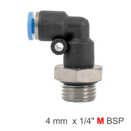 Image of an AirCraft PU Hose Fitting Elbow With O-Ring 4mm-1/4 M