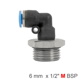 Image of an AirCraft Elbow With O-Ring 6mm-1/2 M PU Hose Fitting