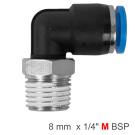 Image of an AirCraft Elbow 8mm-1/4" M BSP PU Hose Fitting Fitting