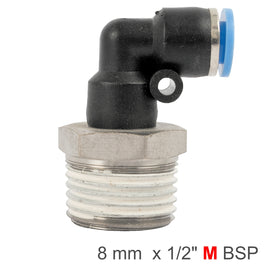 Image of an AirCraft Elbow 8mm-1/2 M PU Hose Fitting