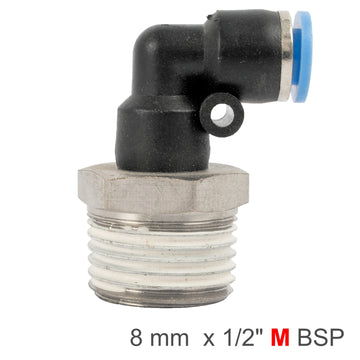 Image of an AirCraft Elbow 8mm-1/2 M PU Hose Fitting