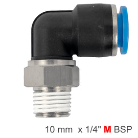 Image of an AirCraft PU Hose Fitting Elbow 10mm-1/4 M