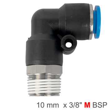Image of an AirCraft PU Hose Fitting Elbow 10mm-3/8 M