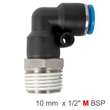 Image of an AirCraft PU Hose Fitting Elbow 10mm-1/2 M