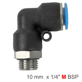 Image of an AirCraft PU Hose Fitting Elbow With O-Ring 10mm-1/4 M