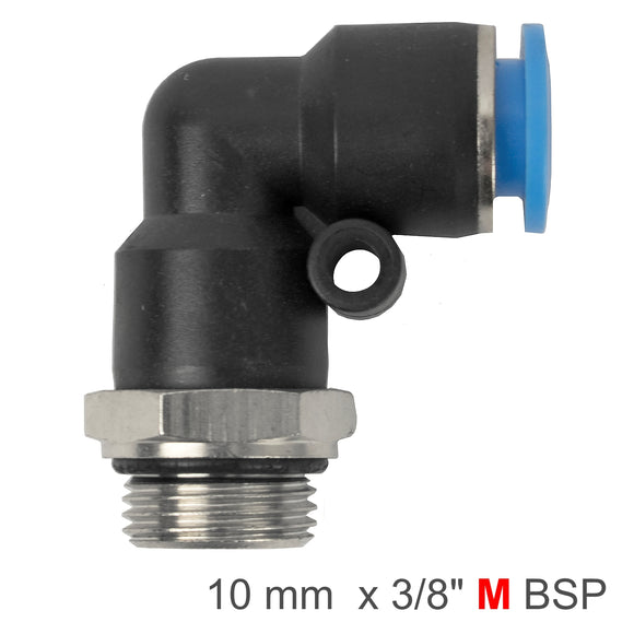 Image of an AirCraft PU Hose Fitting Elbow With O-Ring 10mm-3/8 M