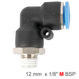 Image of an AirCraft Elbow 12mm-1/8 M PU Hose Fitting
