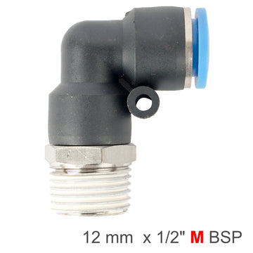 Image of an AirCraft Elbow 12mm-1/2 M PU Hose Fitting