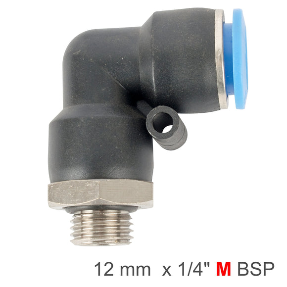 Image of an AirCraft Elbow With O-Ring 12mm-1/4 M PU Hose Fitting
