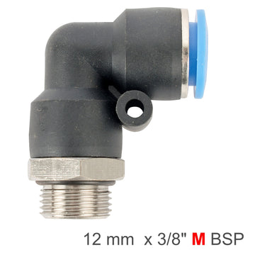 Image of an AirCraft Elbow With O-Ring 12mm-3/8 M PU Hose Fitting
