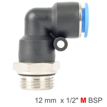 Image of an AirCraft Elbow With O-Ring 12mm-1/2 M PU Hose Fitting