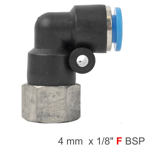 Image of an AirCraft PU Hose Fitting Elbow 4mm-1/8 F