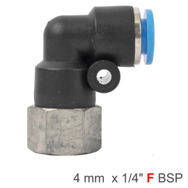 Image of an AirCraft PU Hose Fitting Elbow 4mm-1/4 F