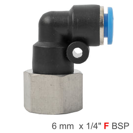 Image of an AirCraft PU Hose Fitting Elbow 6mm-1/4 F