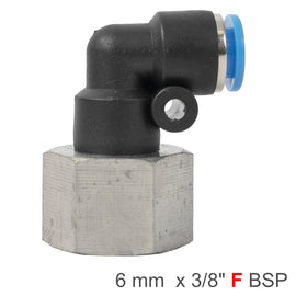 Image of an AirCraft PU Hose Fitting Elbow 6mm-3/8 F