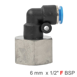 Image of an AirCraft PU Hose Fitting Elbow 6mm-1/2 F