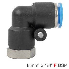 Image of an AirCraft PU Hose Fitting Elbow 8mm-1/8 F