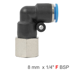 Image of an AirCraft PU Hose Fitting Elbow 8mm-1/4 F