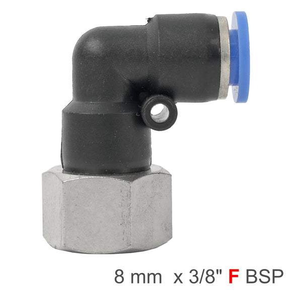 Image of an AirCraft PU Hose Fitting Elbow 8mm-3/8 F