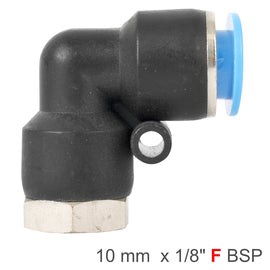 Image of an AirCraft PU Hose Fitting Elbow 10mm-1/8 F