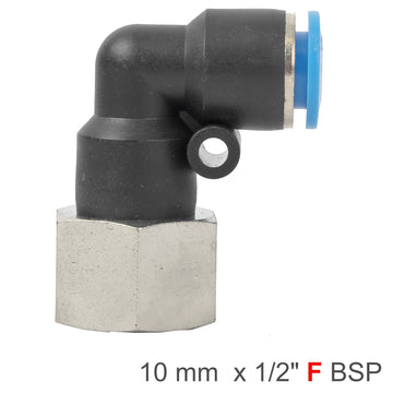 Image of an AirCraft PU Hose Fitting Elbow 10mm-1/2 F