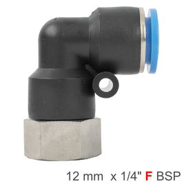 Image of an AirCraft PU Hose Fitting Elbow 12mm-1/4 F