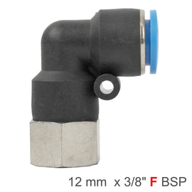 Image of an AirCraft PU Hose Fitting Elbow 12mm-3/8 F