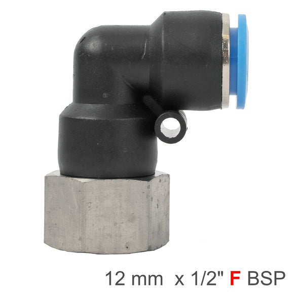 Image of an AirCraft PU Hose Fitting Elbow 12mm-1/2 F