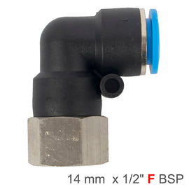 Image of an AirCraft PU Hose Fitting Elbow 14mm-1/2 F