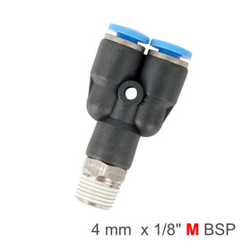 Image of an AirCraft PU Hose Fitting Y Joint 4mm-1/8 M