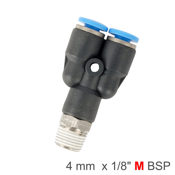 Image of an AirCraft PU Hose Fitting Y Joint 4mm-1/8 M
